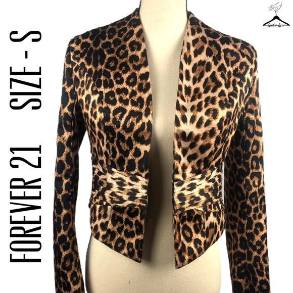 Forever 21 Gold Leopard Print Long Sleeve Jacket - Picture 1 of 7